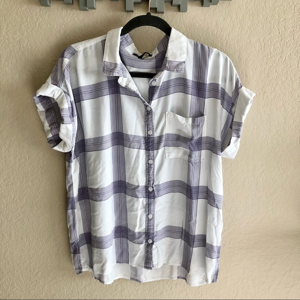 Velvet Heart purple & white plaid button down shirt, XL